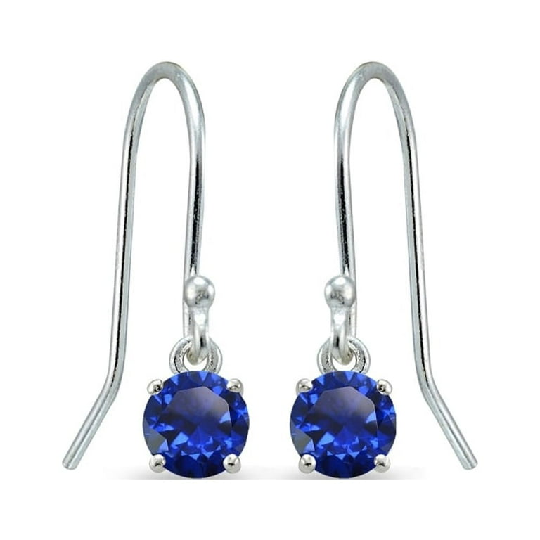 Sterling Silver Created Blue Sapphire Round Earrings Sterling Silver Created Blue Sapphire Round Earrings