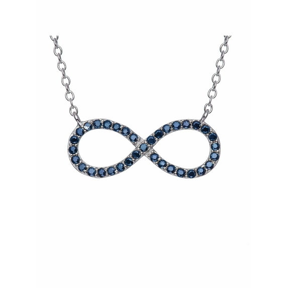 Created Blue Sapphire Infinity Sterling Silver Necklace, 18"