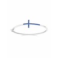 thumbnail image 1 of Created Blue Sapphire Sterling Silver Sideways Cross Bangle, 1 of 1