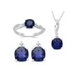 thumbnail image 1 of Created Blue Sapphire and White CZ Sterling Silver Ring, Pendant and Earring Box Set, 1 of 2