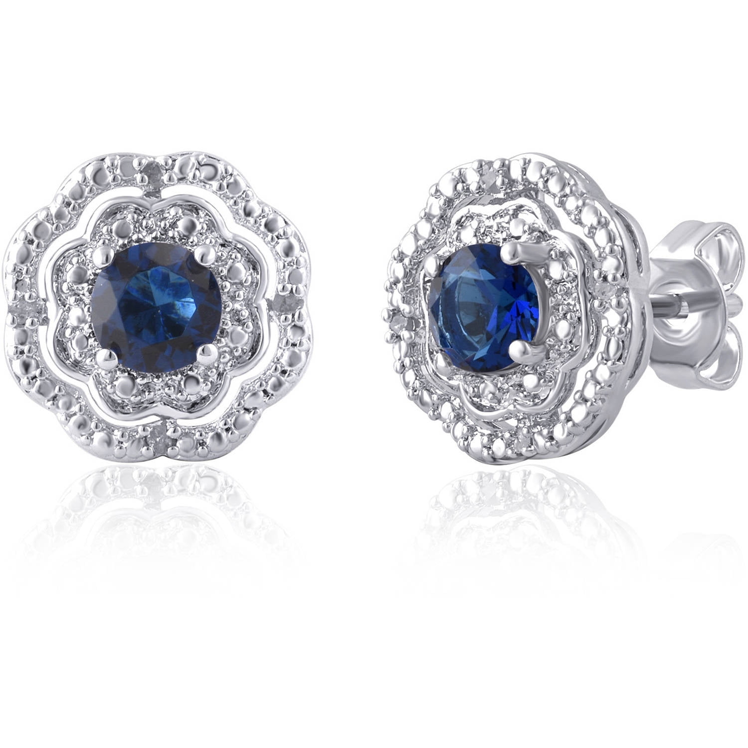 Created Blue Supphire And Diamond Accent