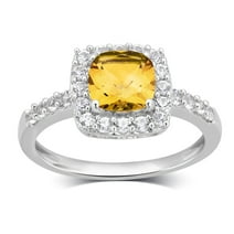 Created Citrine and White Sapphire Sterling Silver Halo Engagement Ring