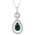 thumbnail image 1 of Created Emerald Pendant Necklace with Diamond Accent in Sterling Silver with Chain for Women, 1 of 3