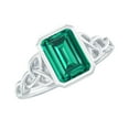thumbnail image 1 of Rosec Jewels Created Emerald Solitaire Ring with Diamond for Women - Celtic Knot Ring (6X8 mm), 18K White Gold, US 4.50, 1 of 9