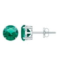 thumbnail image 1 of Rosec Jewels Created Emerald Solitaire Stud Earrings, Screw Back Earrings (6 mm), 14K White Gold, 1 of 8