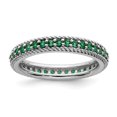 thumbnail image 1 of Created Emerald Sterling Silver Polished Eternity Ring, 1 of 7