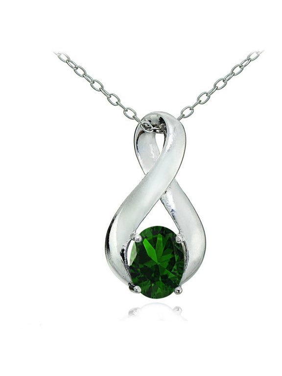 Created Emerald Sterling Silver Polished Infinity Necklace