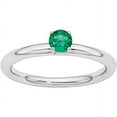 thumbnail image 1 of Created Emerald Sterling Silver Rhodium Ring, 1 of 5