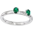 thumbnail image 1 of Created Emerald Sterling Silver Two-Stone Ring, 1 of 7
