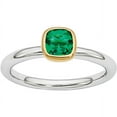thumbnail image 1 of Created Emerald Sterling Silver with Gold-Plate Ring, 1 of 6