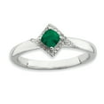 thumbnail image 1 of Created Emerald and Diamond Sterling Silver Polished Ring, 1 of 5
