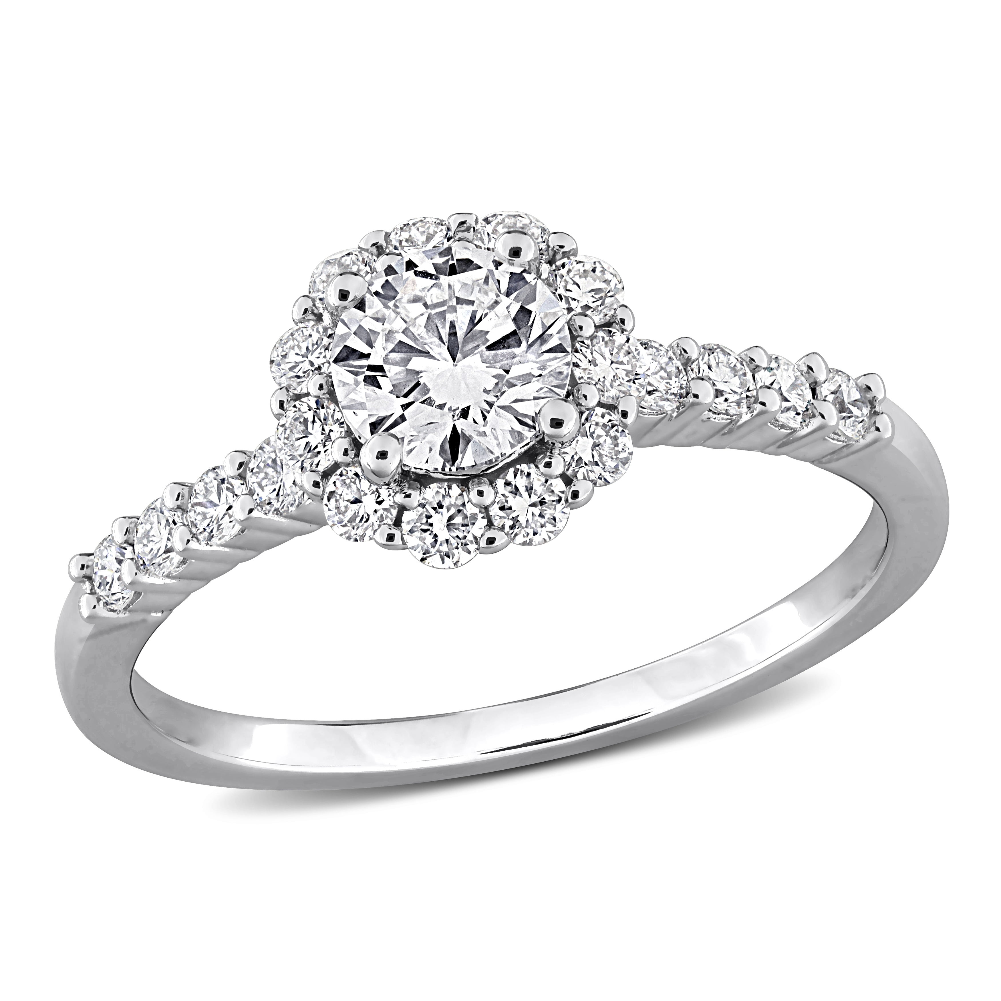 Created Forever 0.975 ct TW Lab-Grown Diamond Halo Engagement Ring ...