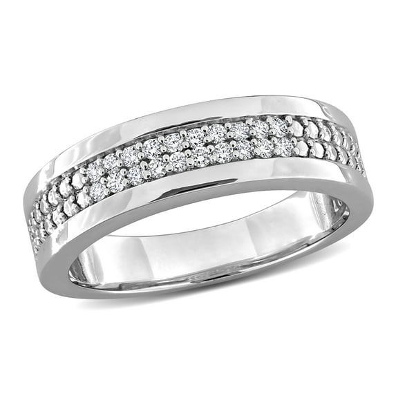 Created Forever Men's 1/5ct TW Lab Grown Diamond Sterling Silver Double Row Band