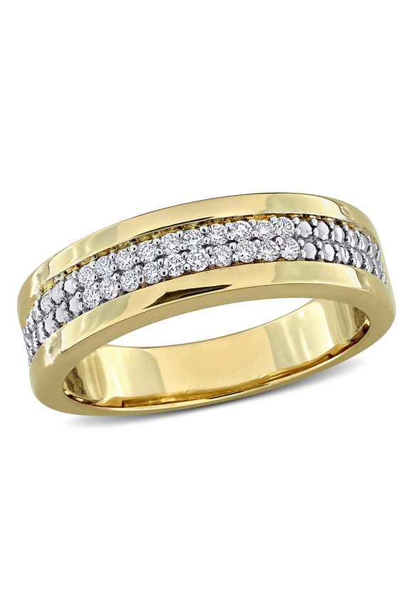 Men's 1/5ct TW Lab Grown Diamond Yellow Silver Double Row Band