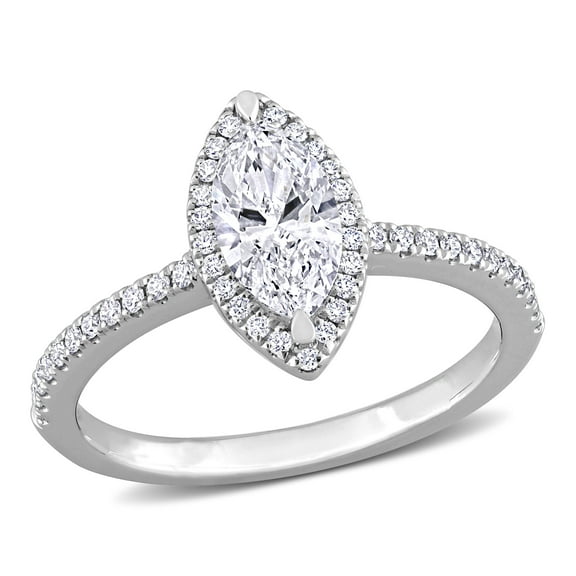 Created Forever Women's 1 1/2ct TW Lab Grown Diamond 14k White Gold Marquise Halo Engagement Ring