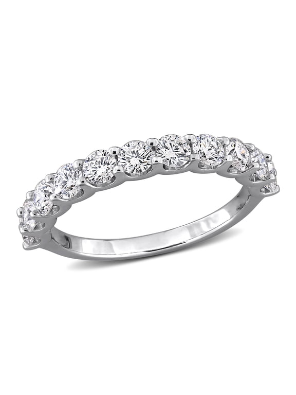 Women's 1 1/5 CT TW Lab Grown Diamond Sterling Silver Semi-Eternity Anniversary Band