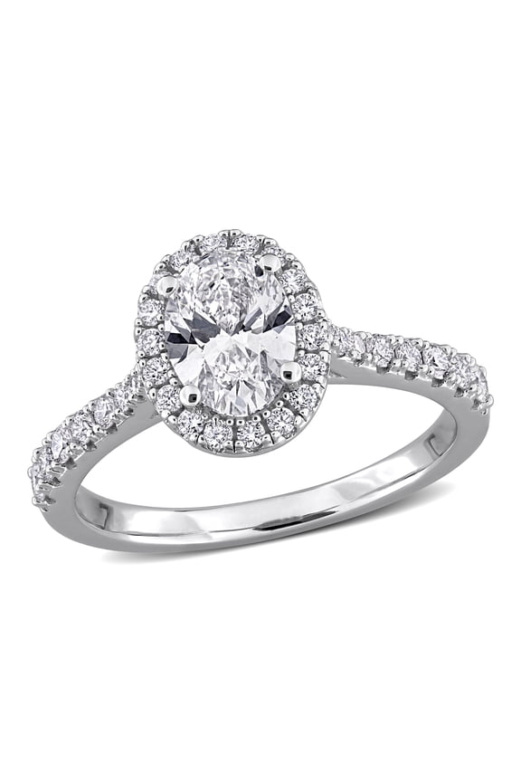 Women's 1 2/5ct TW Lab Grown Diamond Sterling Silver Halo Engagement Ring