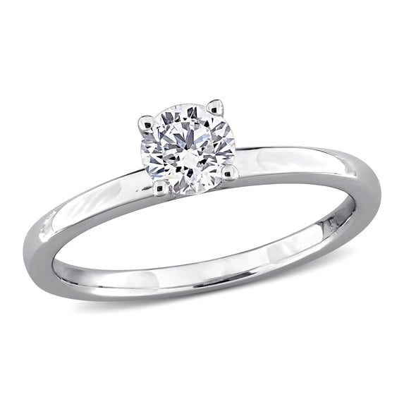 Created Forever Women's 1/2ct TW Lab Grown Diamond 10k White Gold Solitaire Engagement Ring