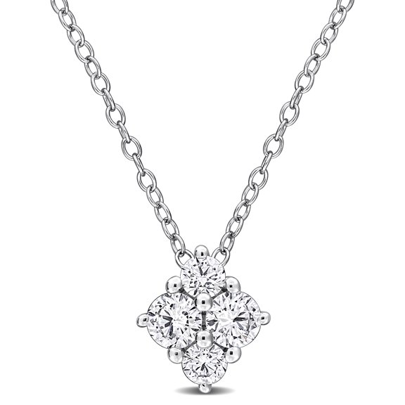 Created Forever Women's 1/2 CT TW Lab Grown Diamond Sterling Silver 4-Stone Pendant with Chain