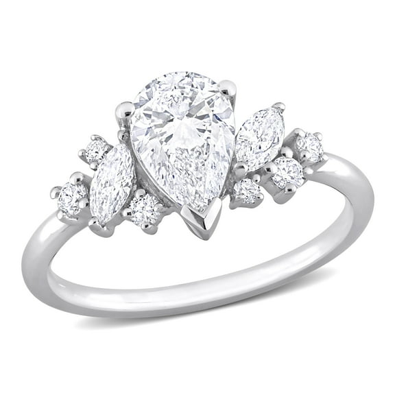 Created Forever Women's 1 3/8ct TW Lab Grown Diamond 14k White Gold Cluster Engagement Ring