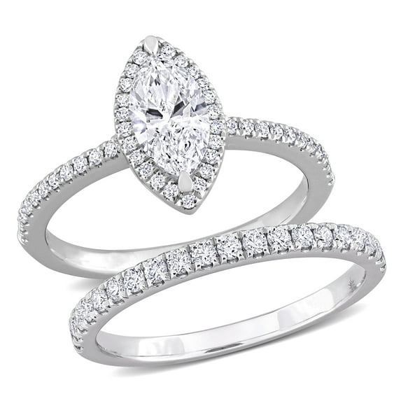 Created Forever Women's 1 4/5 CT Lab Created Diamond 14K White Gold Bridal Ring Set (G-H, VS1-VS2)