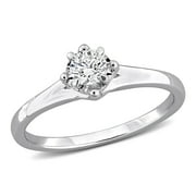 CREATED FOREVER Women's 1/4ct TW Lab-Grown Diamond Yellow Silver Solitaire Engagement Ring