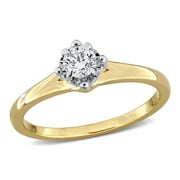 CREATED FOREVER Women's 1/4ct TW Lab-Grown Diamond Yellow Silver Solitaire Engagement Ring