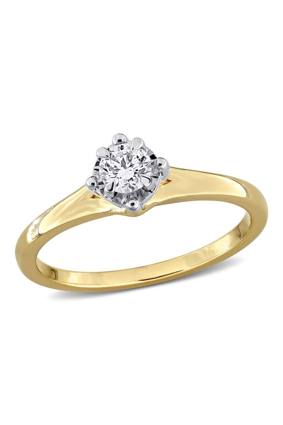 Women's 1/4ct TW Lab-Grown Diamond Yellow Silver Solitaire Engagement Ring