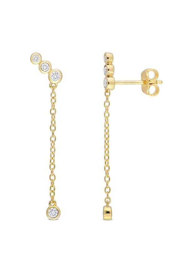 Women's 1/5 Carat T.G.W. Lab Created Diamond 18kt Yellow Gold Plated Dangle Earrings