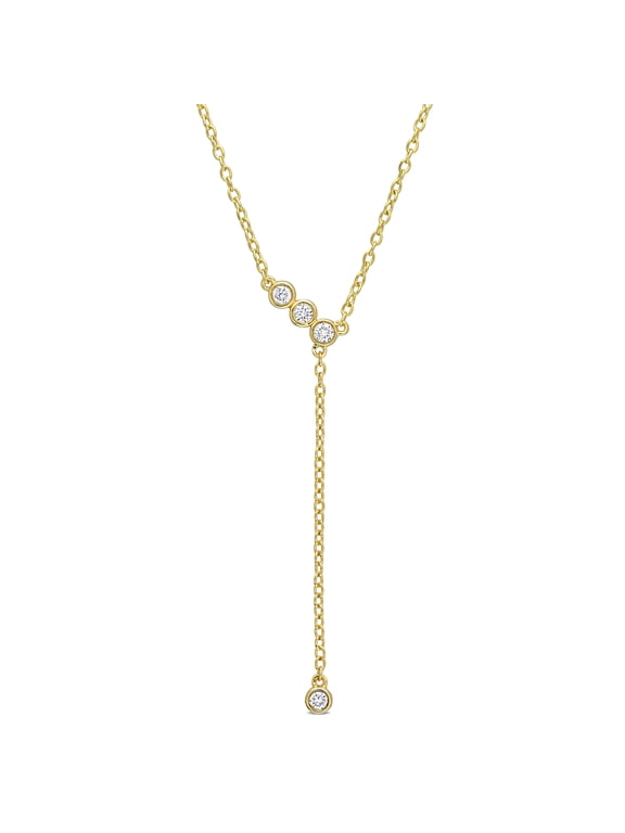 Women's 1/8 Carat T.G.W. Lab Created Diamond 18kt Yellow Gold Plated Sterling Silver Lariat Drop Necklace
