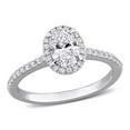 thumbnail image 1 of Created Forever Women's 1 CT Oval & Round - cut Lab-Created Diamond 14kt White Gold Halo Engagement Ring, 1 of 9