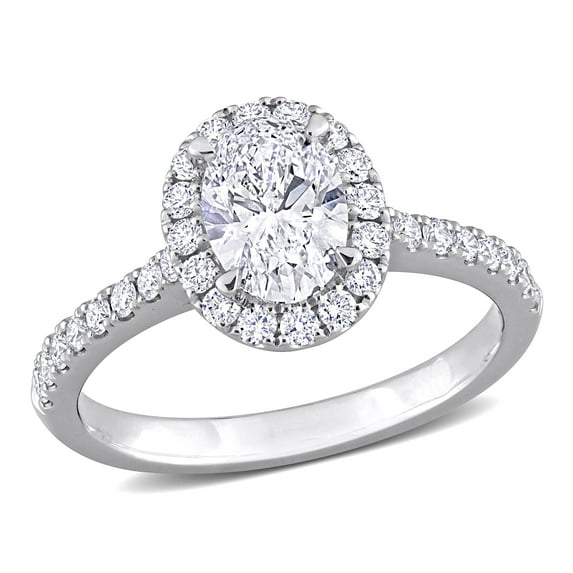 Created Forever Women's 1CT Oval & Round - cut Lab-Created Diamond 14kt White Gold Halo Engagement Ring