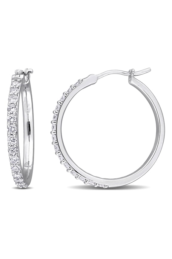 Women's 1ct TW Lab Grown Diamond Sterling Silver Hoop Earrings