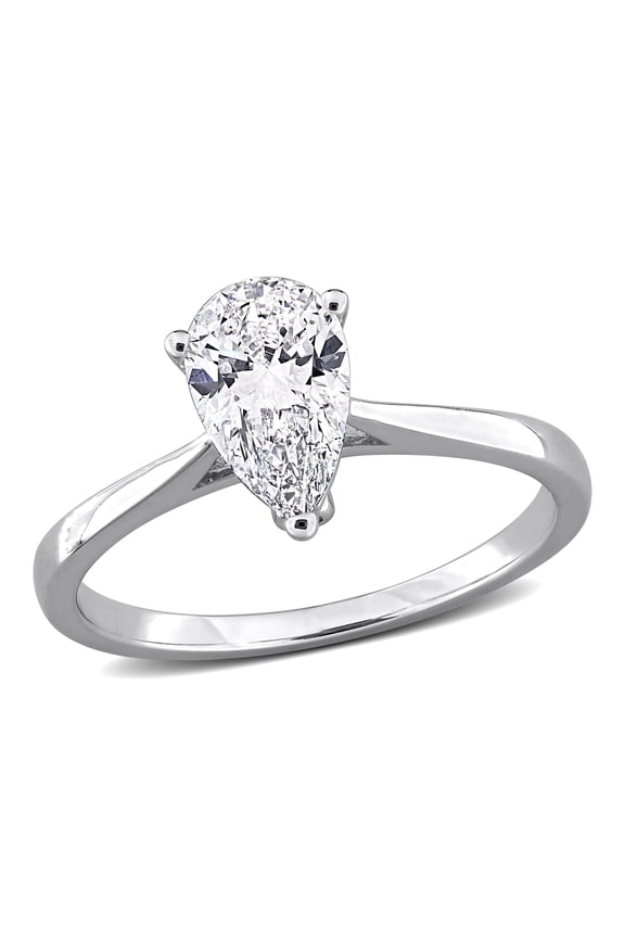 Women's 1 CT TW Lab-Grown Diamond Sterling Silver Teardrop Engagement Ring