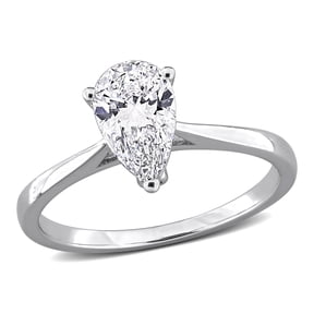 Created Forever Women's 1 CT TW Lab-Grown Diamond Sterling Silver Teardrop Engagement Ring