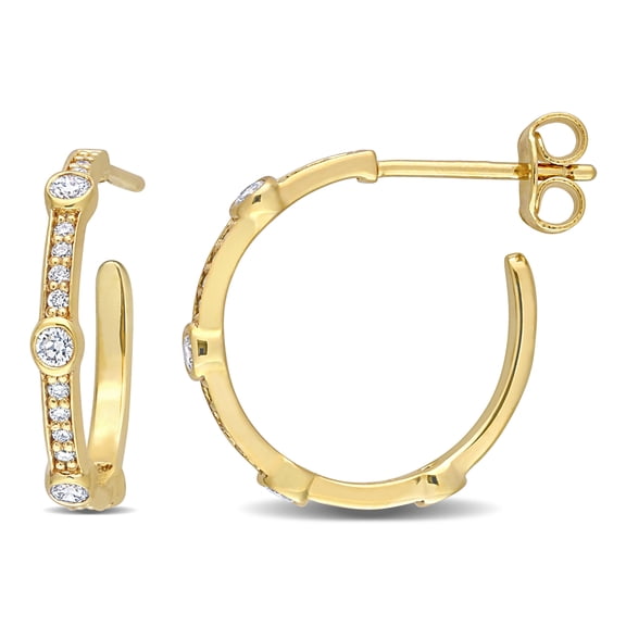 Created Forever Women's 2/5 Carat T.G.W. Lab Created Diamond 18kt Yellow Plated Sterling Silver Open Station Hoop Earrings