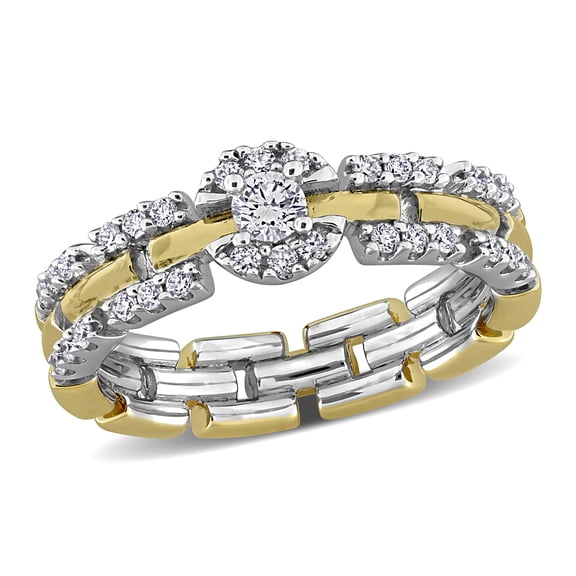 Created Forever Women's 2/5ct TW Lab Grown Diamond Two-Tone Sterling Silver Halo Link Ring