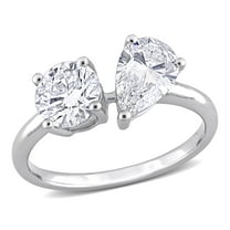 Created Forever Women's 2 CT T.W. Pear & Round -cut Lab-Created Diamond 14kt White Gold Engagement Ring