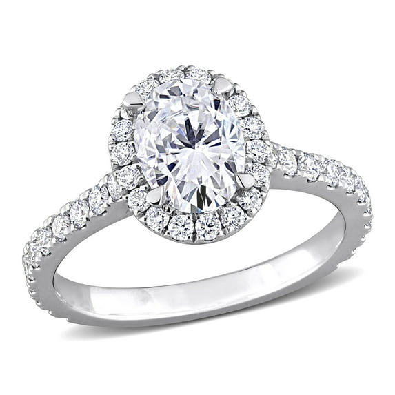 Created Forever Women's 2CT Oval & Round - cut Lab-Created Diamond 14kt White Gold Halo Engagement Ring