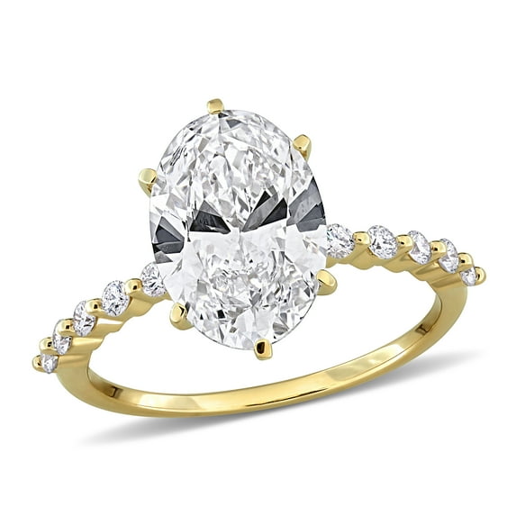 Created Forever Women's 3 1/4ct TW Lab Grown Diamond 14k Yellow Gold Oval Engagement Ring