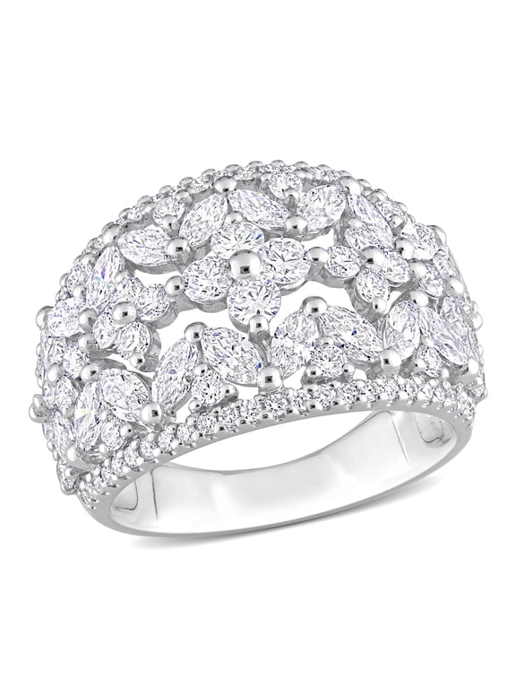 Women's 3 3/8 CT Lab Created Diamond 14K White Gold Wide Band Ring (G-H, VS1-VS2)
