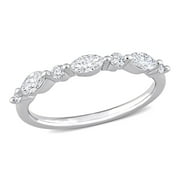 Created Forever Women's 5/8 Carat T.G.W. Lab Created Diamond Platinum Plated Sterling Silver Semi-Eternity Ring