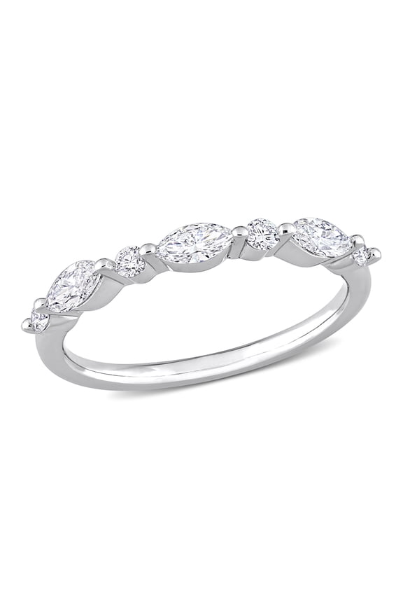 Women's 5/8 Carat T.G.W. Lab Created Diamond Platinum Plated Sterling Silver Semi-Eternity Ring