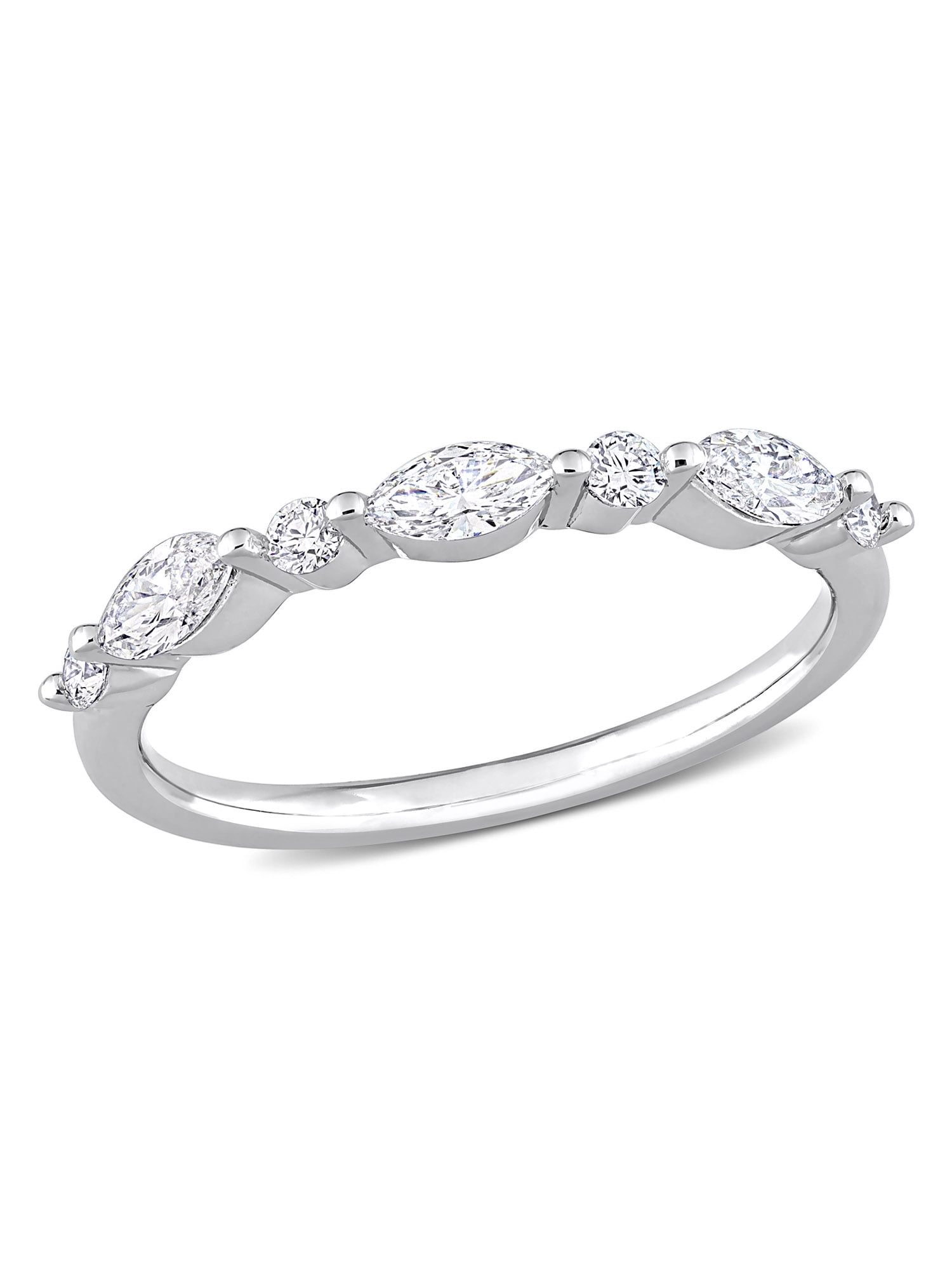 Created Forever Women's 5/8 Carat T.G.W. Lab Created Diamond Platinum Plated Sterling Silver Semi-Eternity Ring