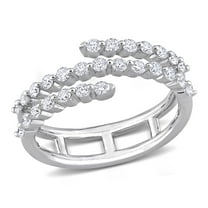 Created Forever Women's 5/8 Carat T.G.W. Lab Created Diamond Platinum Plated Sterling Silver Wrapped Ring