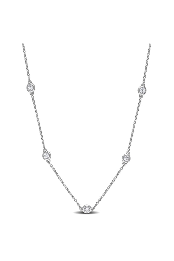 Women's 7/8 CT TW Lab Grown Diamond Sterling Silver Station Necklace