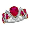 thumbnail image 1 of Created Forever Women's Created Ruby and Lab Grown Diamond Two-Tone Silver Semi-Eternity Ring, 1 of 10
