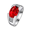 thumbnail image 1 of Created Men Sapphire Ring|Emerald|Ruby|Black Onyx Ring 925 Sterling Silver Men's Ring Pave CZ W/AAA Princess Cut Mens Wedding Band Mens Gemstone Ring，Women's Wedding Rings, 1 of 5