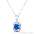 thumbnail image 1 of Created Opal & CZ Crystal Halo 22x12mm (0.9x0.5in) Pendant in .925 Sterling Silver w/ Rhodium, 1 of 1