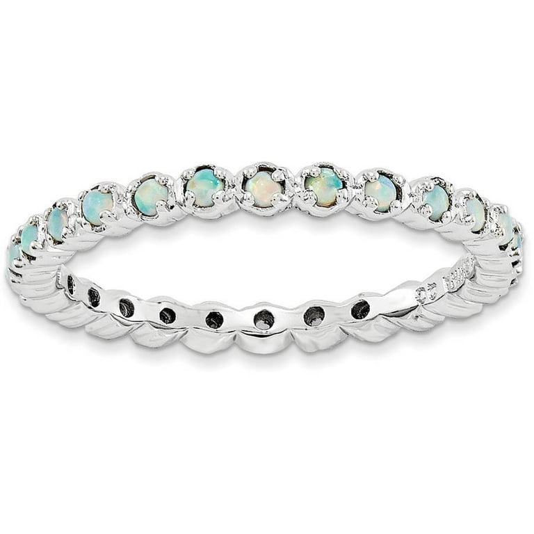 Sterling Silver Stackable Expressions Cushion Cut Created Opal Ring Sterling Silver Stackable Expressions Cushion Cut Created Opal Ring